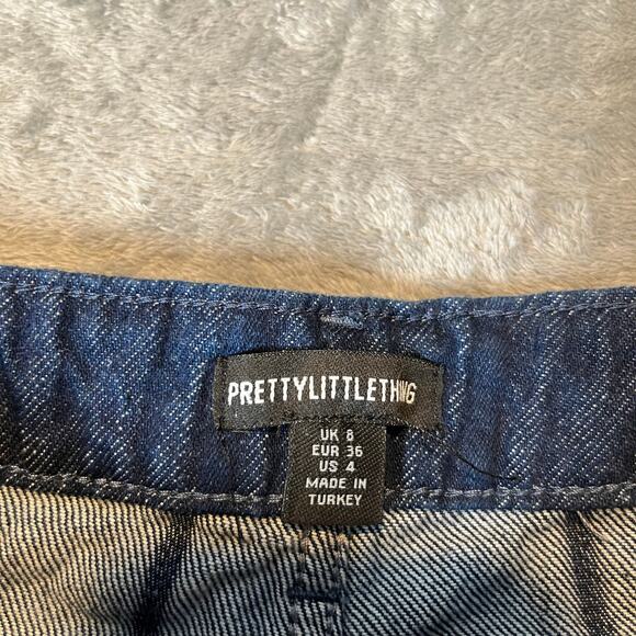 PrettyLittleThing Indigo Wash Stripe Denim Straight Leg Jeans Size 4 New - Picture 7 of 9